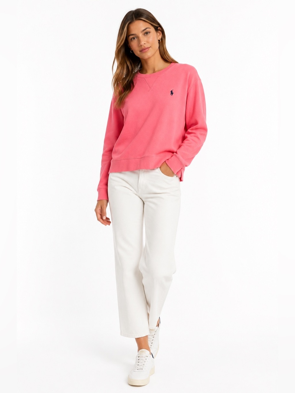 Polo Ralph Lauren Pink French Terry Sweatshirt Pony Logo Hi Low Hem SP (CKB074) - Picture 5 of 16